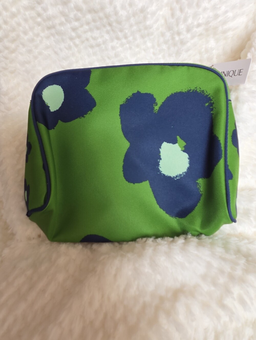 New Clinique x Kate Spade Green Navy  Makeup Bag Zipper Pouch - Picture 2 of 4